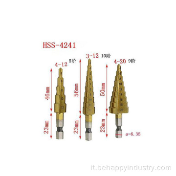 Sedeta 3pcs unibit titanio hss industrial